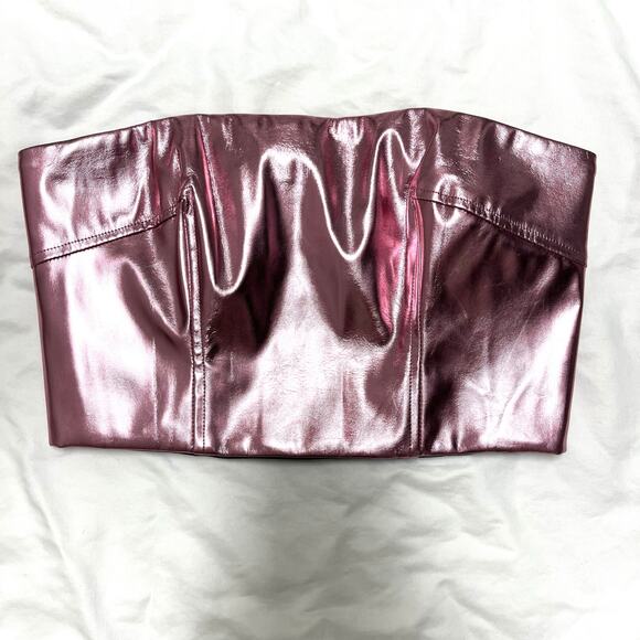 Revolve Song of Style Karlee Pink Metallic Crop Corset Bustier XS Y2K Festival - Picture 3 of 8